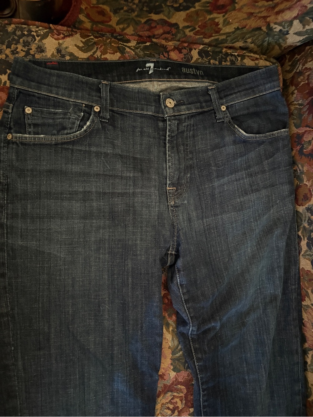 7 For All Mankind Austyn Relaxed Straight Jeans Dark Wash Denim Size 33